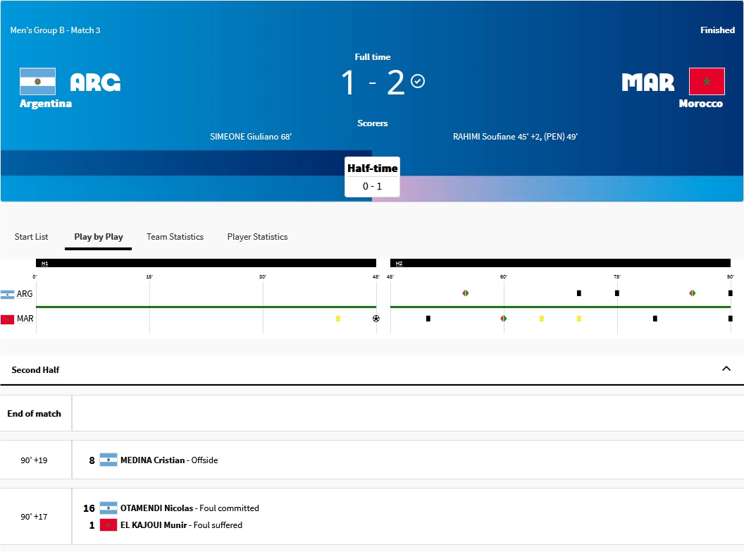 巴黎奥运男足小组赛阿根廷12摩洛哥 比赛延时超