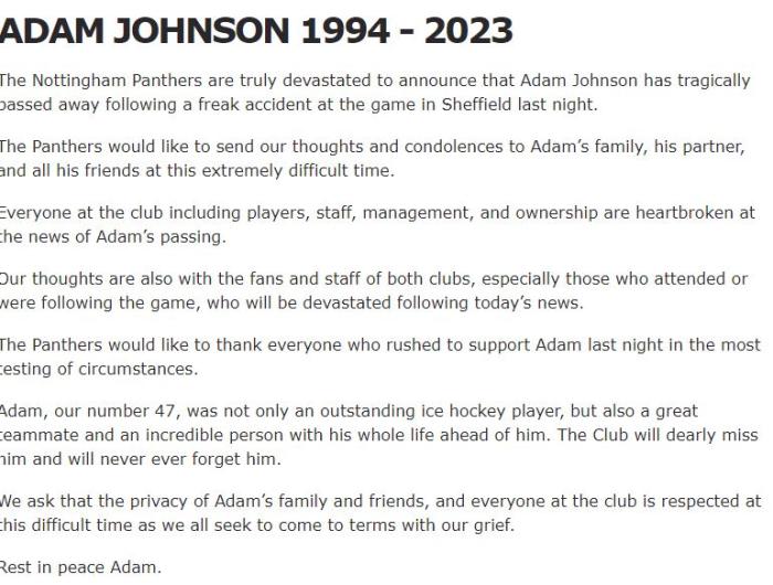 英格兰高水平冰球赛再现悲剧：29岁球员因冰刀割